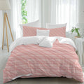 Prime Leader Pink Stripes Duvet Cover Set Queen Size 4 Pieces Modern Simple Light Pink Stripes Bedding Set with Zipper Closure, 1 Comforter Cover 90x92 Inches 1 Flat Sheet & 2 Pillow Cases