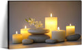 Large Zen Canvas Wall Art SPA Stones with Candle Picture Bathroom Decor Framed Black Posters Still Life Painting Meditation Spiritual Prints for Walls Ready to Hang - 28.00'x42.00'