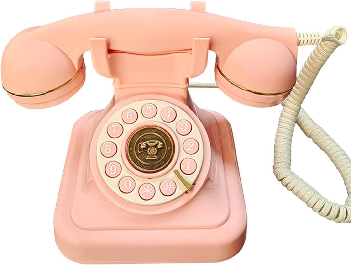 Audio Guest Book Wedding Phone, Vintage Design Telephone Recorder Record Messages Decorative Desk Phone for Party, Birthdays(Pink)