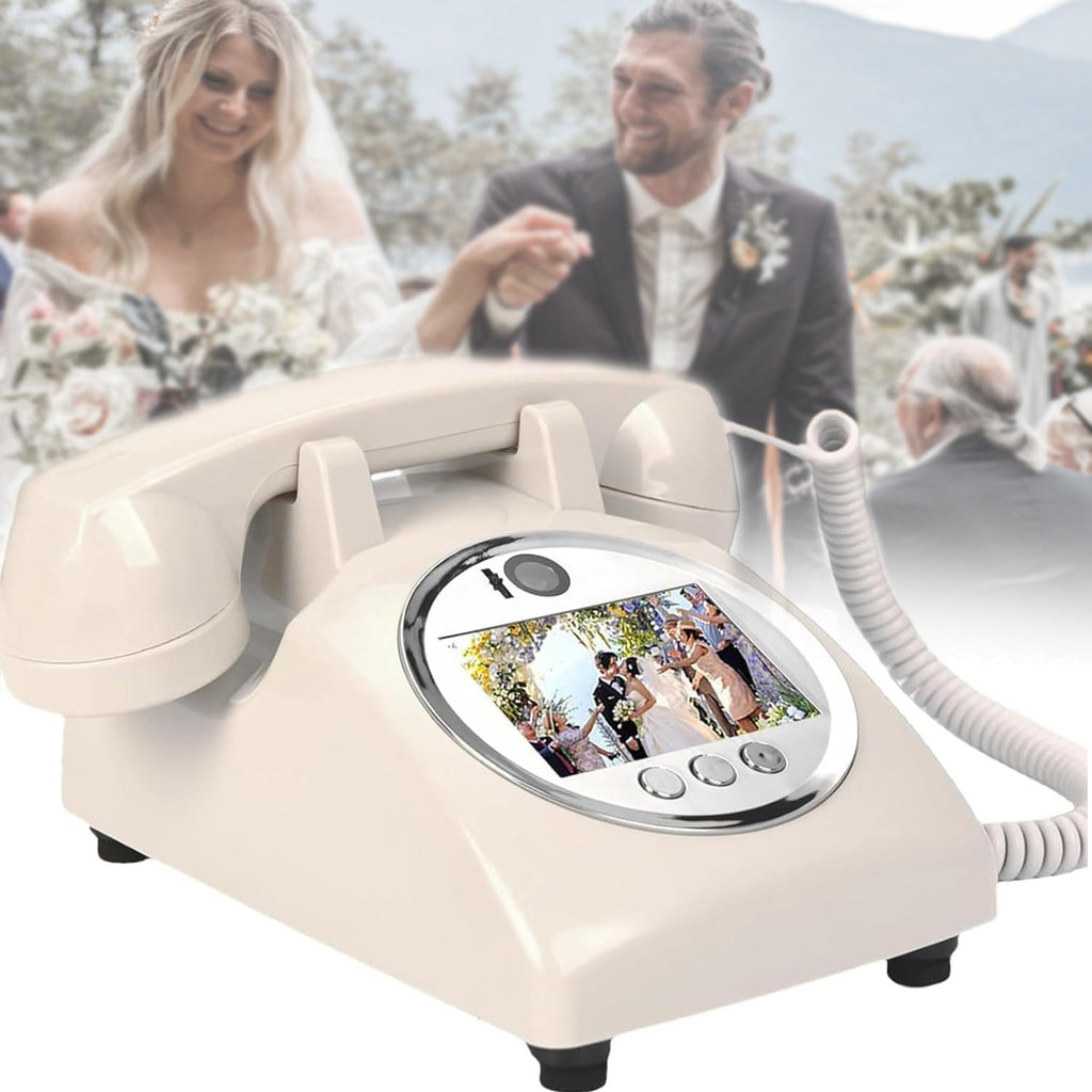 New Video Audio Guest Book Wedding Phone, 32G 1080P HD Video Audio Phone Guestbook, Creative Record Audio GuestBook for Wedding Bridal Shower, Birthday, Graduations, Baby Shower(White)