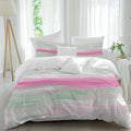 Abstract Sunset Duvet Cover Set Queen Size 4 Pieces Pink Green White Gradient Modern Oil Painting Bedding Set with Zipper Closure, 1 Comforter Cover 90x92 Inches 1 Flat Sheet & 2 Pillow Cases