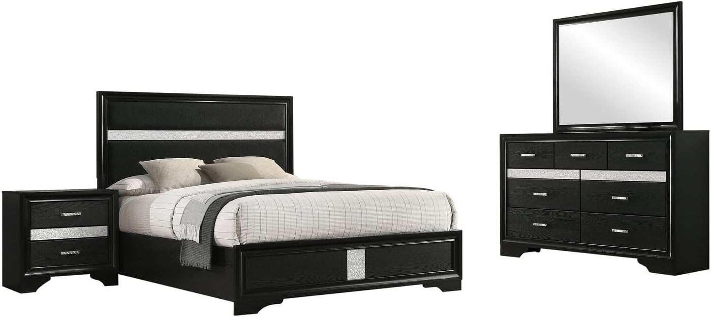 HomeStock Bedroom Set 4 Piece Black Finish Modern Design