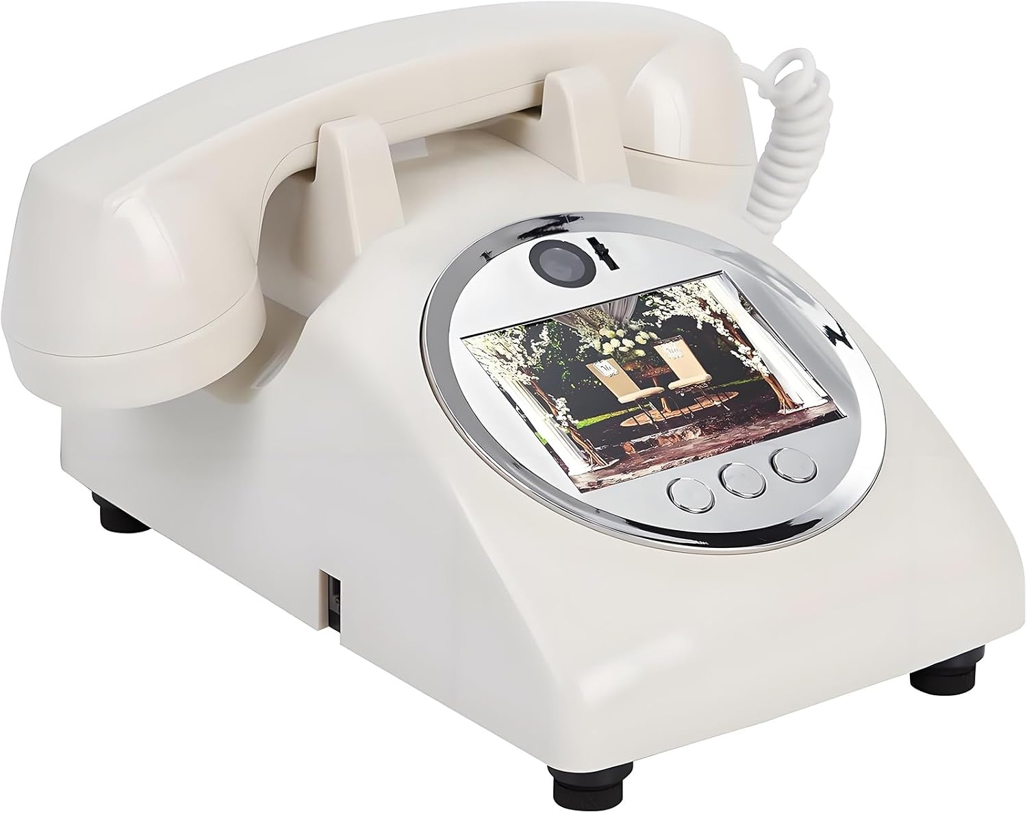 Video Audio Guest Book Wedding Phone, 32G 1080P HD Vintage Video Voice Guestbook Record Cherished Customized Audio Messages, Ideal for a Variety of Memorable Party(White)