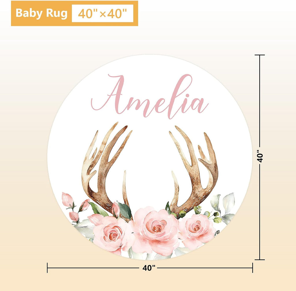 Terwex Personalized Baby Crib Bedding Set, 5 Pcs Custom Name Nursery Bedding Set, Pink Woodland Deer Baby Bedding Set for Girl, Double Layer Baby Crib Sets, Customized Gifts for Toddlers Kids Infants