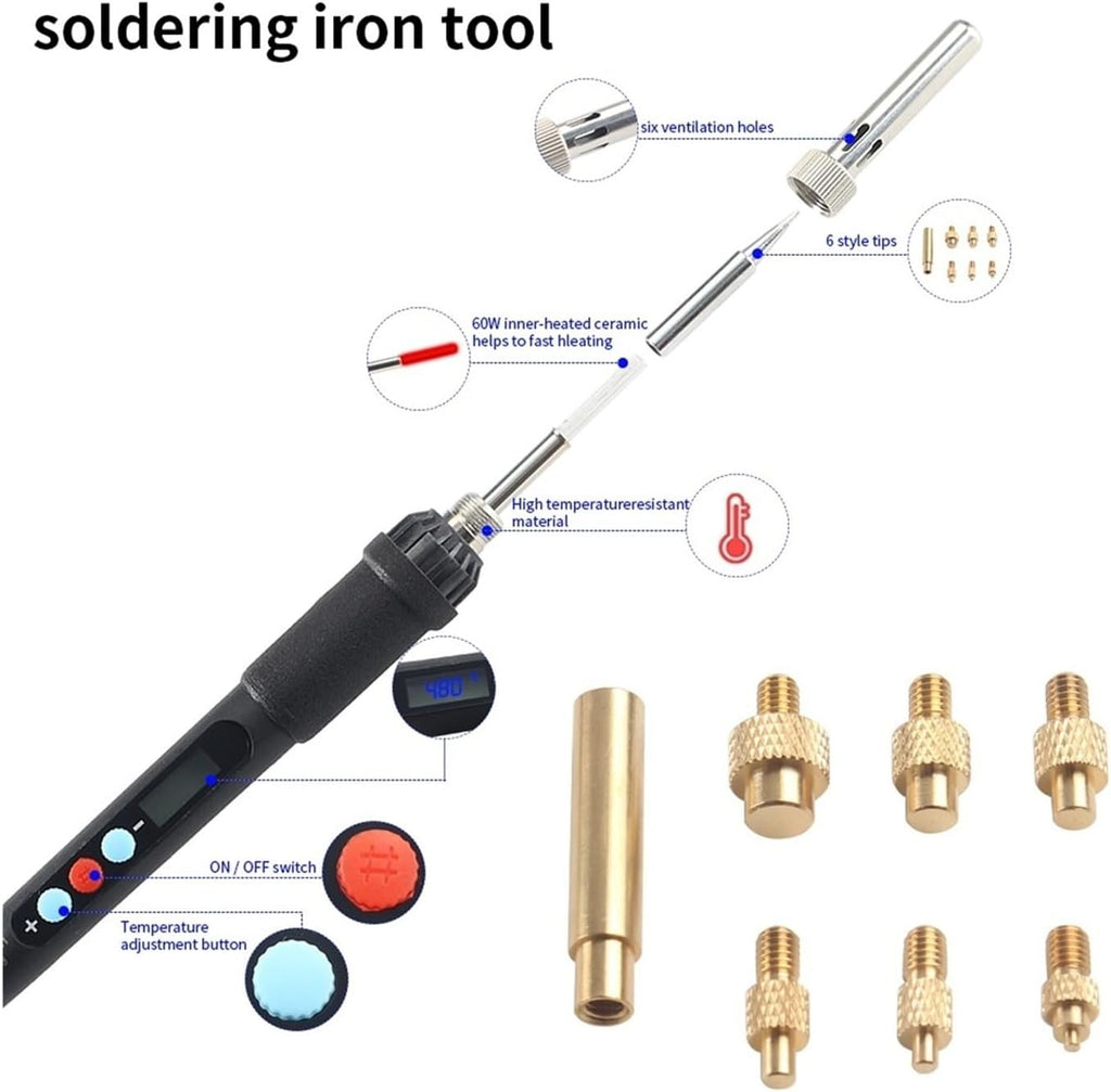 Heat Set Insert Press Tool Kit - Stealth Press System with Soldering Iron Tip | M2 M3 M6 M8 Thread Insert Nuts for 3D Printing Parts Reinforcement(1set-EU plug)