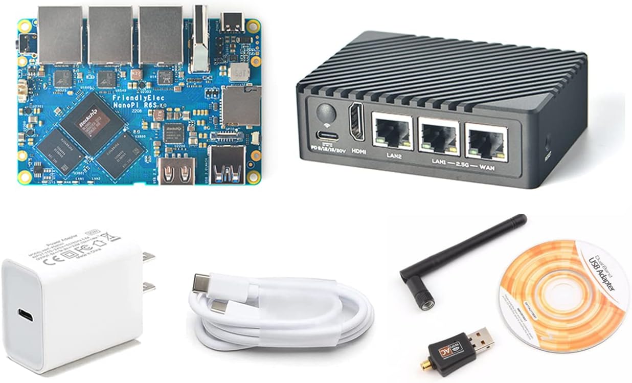 Nanopi R6C Portable Computer Mini Router with 2.5G PCle Gbps Ethernet, LPDDR4X 8GB RAM 64GB eMMC, 6Tops NPU Mali-G610 GPU Rockchip RK3588S SoC for NAS IoT Smart Gateway, Support FriendlyWrt Ubuntu
