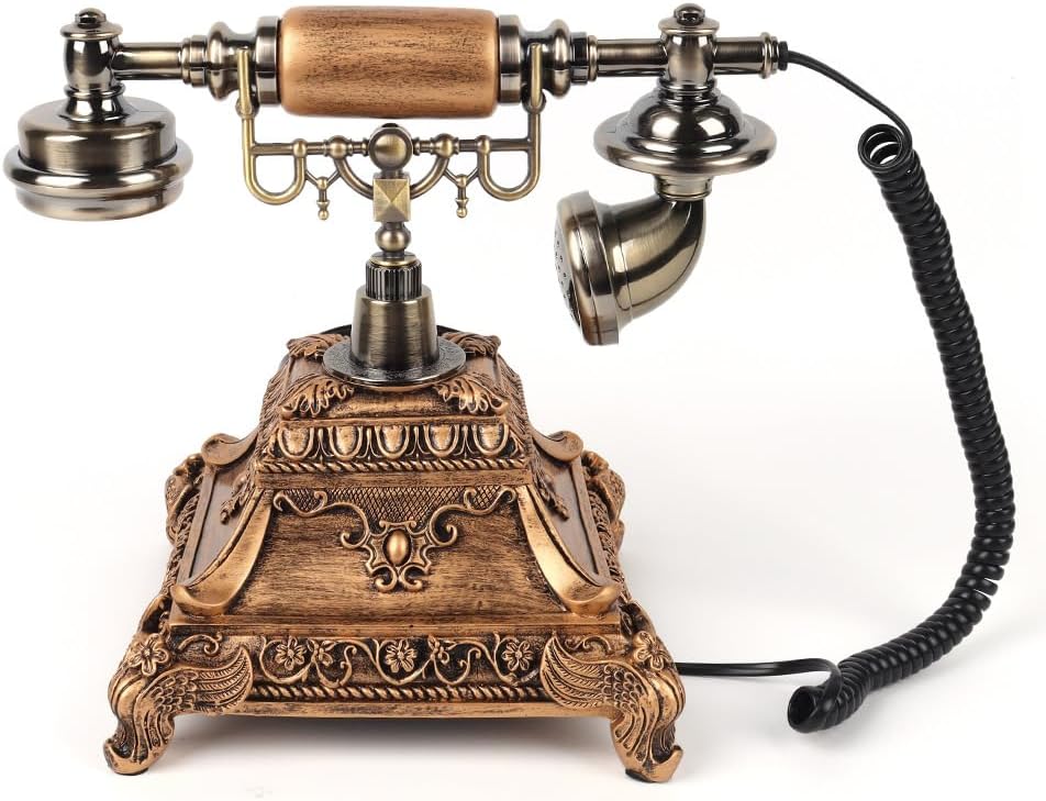 Wedding Audio Guest Book Telephone, Classic Retro Craftsmanship Wedding Guestbook for Confessional Wedding Birthday Party (Gold Color)