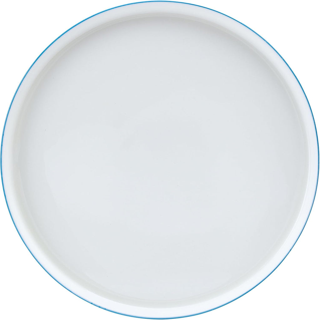 Mikasa Samantha 12 Piece Bone China Dinnerware Set, Service for 4, Flat Plates and Bowl with Blue Rim, Chip-Resistant, Lightweight, Elegant and Durable, White