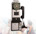 Video Memory Guestbook, Audio Guest Book Wedding Phone, Retro Style Telephone Booth with 1080P HD Video Recording, 32GB Storage, for Events(Black)