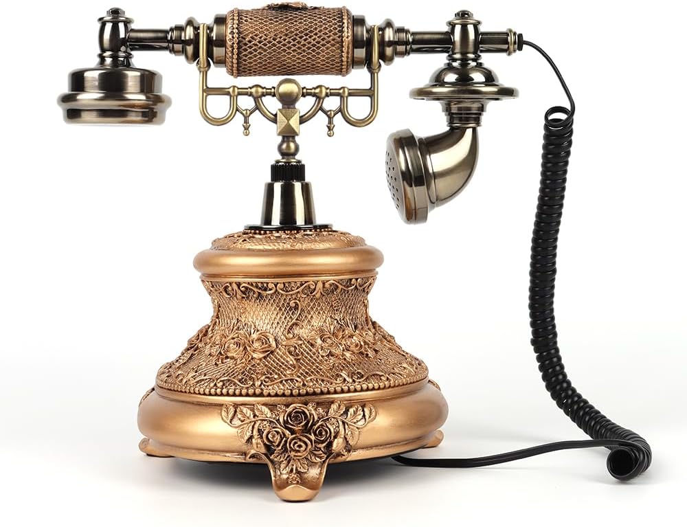 Antique European Wedding Birthday Party Audio Guestbook Phone (Vintage Gold)
