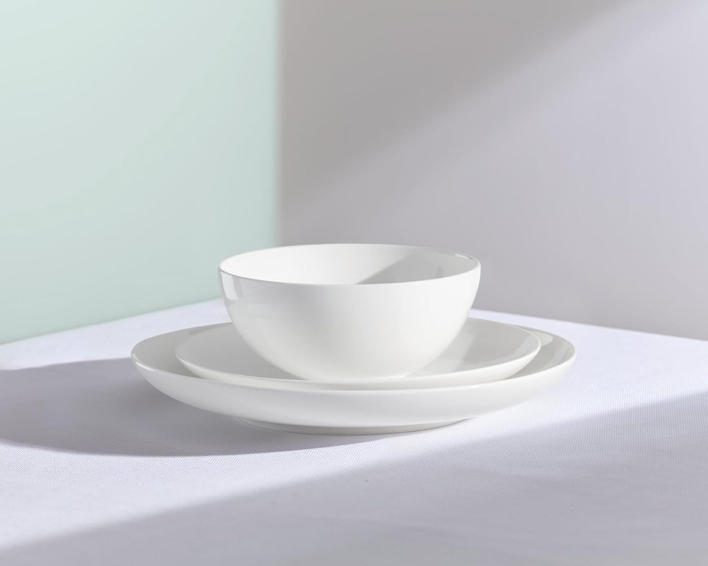 Lenox Dinnerware Sets, Studio 1414 Coupe 24-Piece Dinnerware Set, Service For 8, Bone China Material, Dishwasher Safe, Microwave Safe, Bowls, Plates And Bowls, Dinner Dishes, Plates (White, 24 Piece)