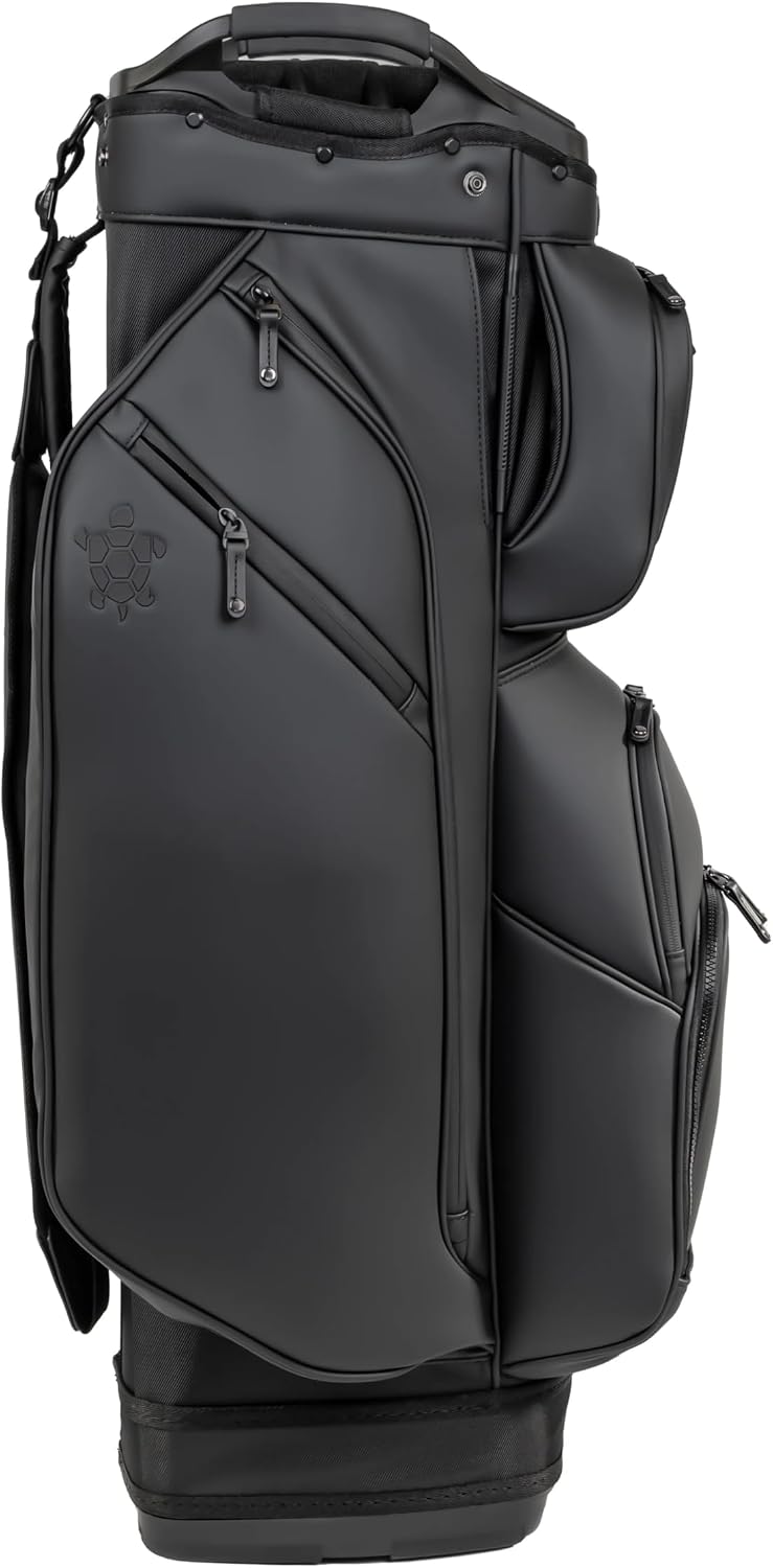 KRADUL - LUX Cart Bag – Lightweight Vegan Leather Golf Cart Bag with Waterproof Pockets, Organized Club Dividers & Cart Strap Tunnel