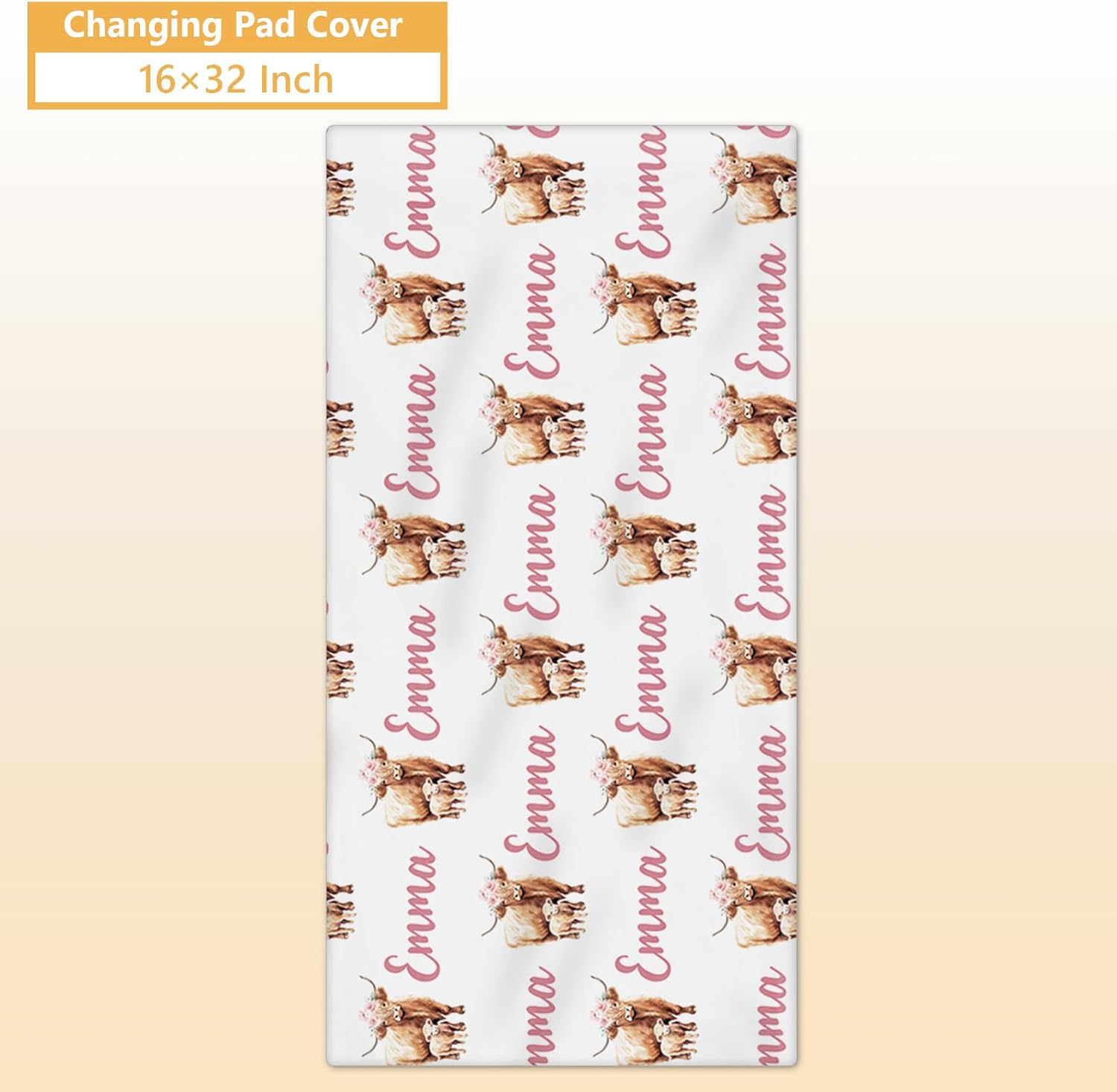 Terwex Personalized Baby Crib Bedding Set, 5 Pcs Custom Name Nursery Bedding Set, Pink Highland Cow Baby Bedding Set for Girl, Double Layer Baby Crib Sets, Customized Gifts for Toddlers Kids Infants