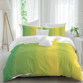 Green and Yellow Ombre Duvet Cover Set Queen Size 4 Pieces Minimalist Gradient Striped Texture Bedding Set with Zipper Closure, 1 Comforter Cover 90x92 Inches 1 Flat Sheet & 2 Pillow Cases