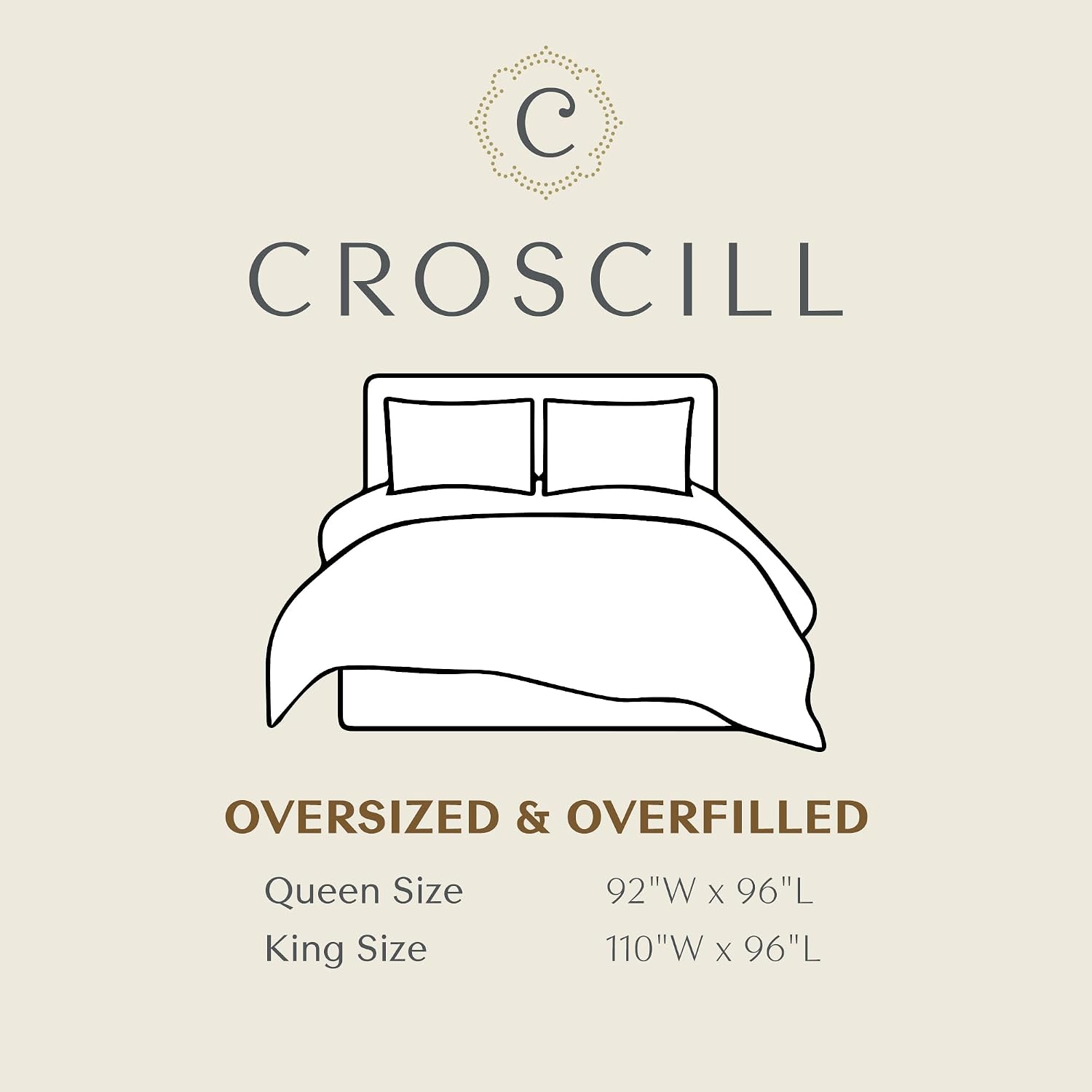 CROSCILL King Comforter Set, Luxe Chenille Jacquard Floral Medallion, Microfiber Twill Comforter for a King-Size Bed, Oversized Comforter King Bedding, 2 Shams & Bedskirt, Loretta, Beige 4 Piece
