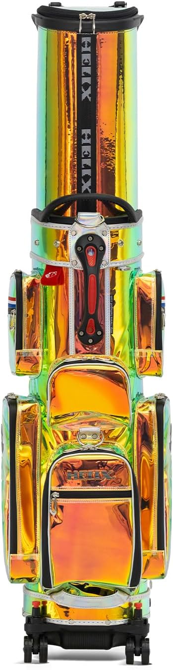HELIX-Golf Golf Cart Bag, Easy to Carry, Retractable Golf Club Cart Bag with Locking Wheels Chassis and Latest Integrated Handgrip.
