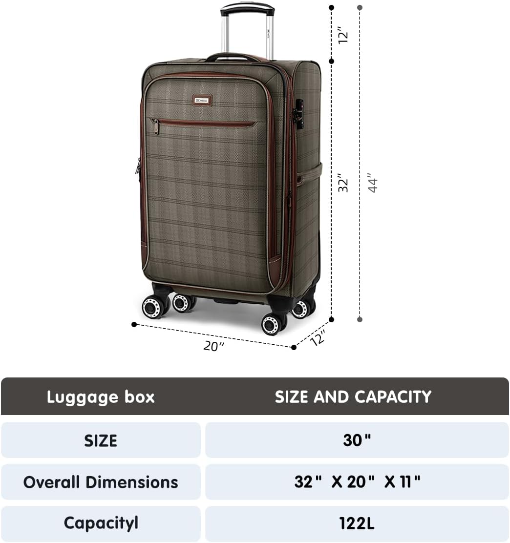 Expandable 20% Luggage-30 inch Luggage with Double Spinner Wheels-Softside Luggage w/TSA LOCK-Travel Luggage for Men Women,30''-COLOR-6