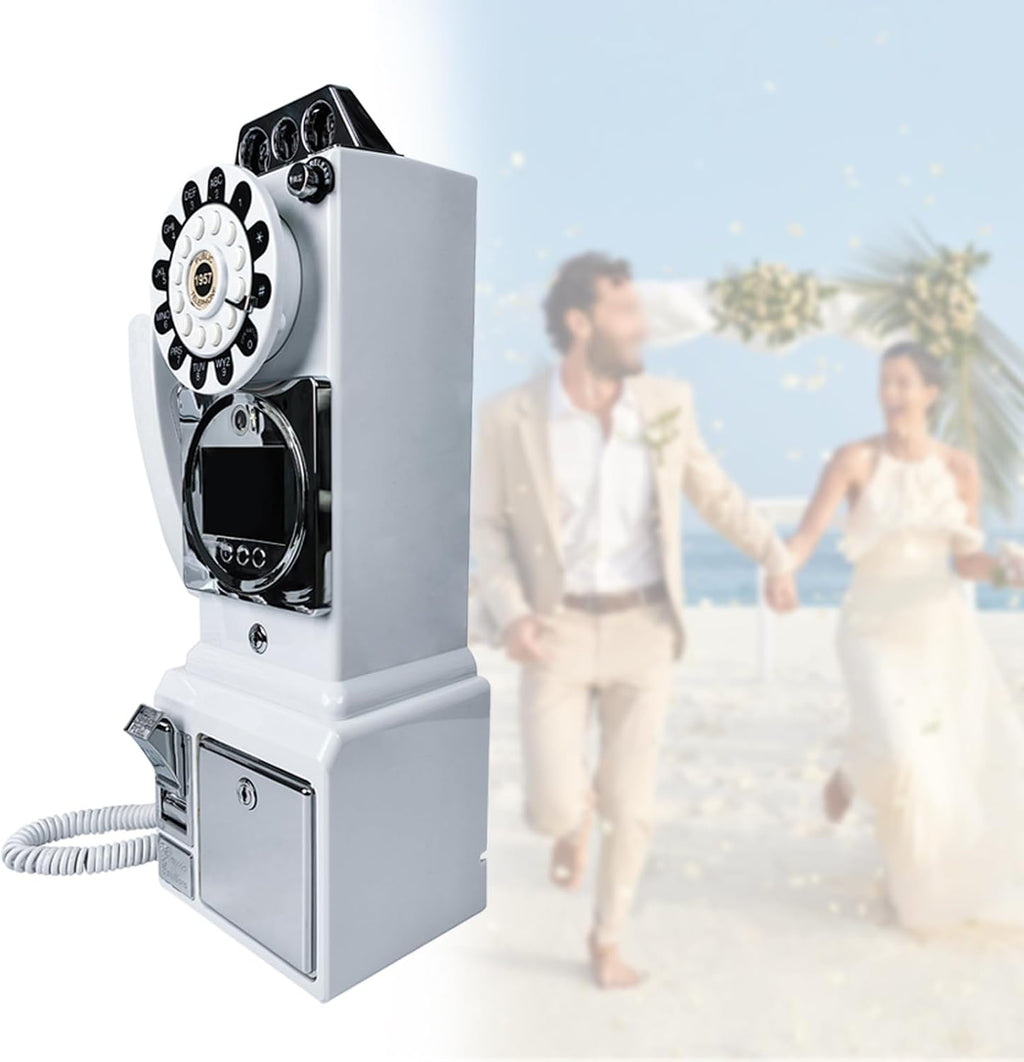 Video Audio Guest Book Recorder, 32gb Storage, Retro Message Recording Device with Adjustable Brightness, Easy-to-use Message Phone for Party Engagement Birthday Wedding Family Gatherings White