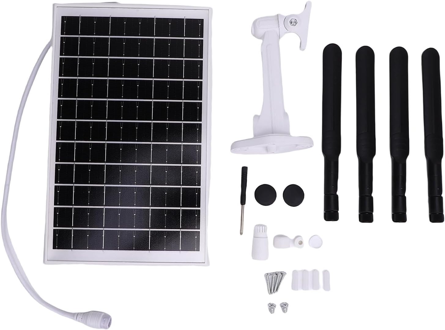Fdit Outdoor 4G Solar Router, IP66, 12W Solar Panel, 300Mbps Extender with SIM Card Slot for Farms and Construction Sites (Black Antennae)