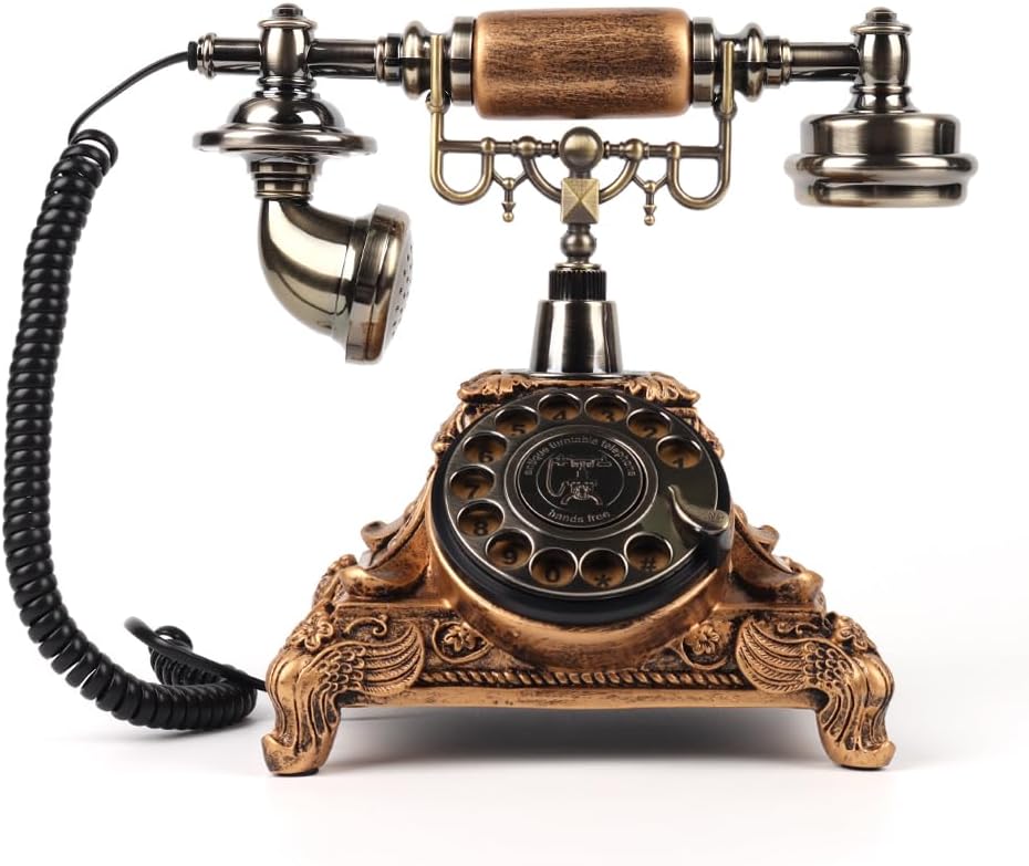 Wedding Audio Guest Book Telephone, Classic Retro Craftsmanship Wedding Guestbook for Confessional Wedding Birthday Party (Gold Color)
