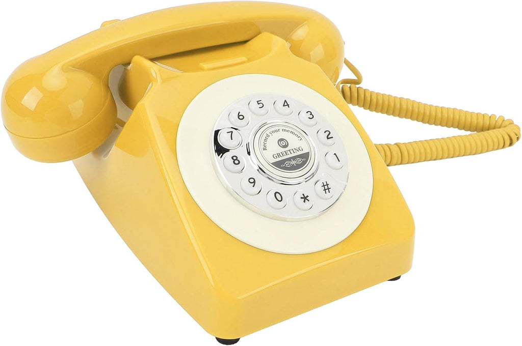 Audio Guest Book Wedding Phone, Clear Sound Convenient Use Audio Message Recording Telephone, Retro Phone Audio GuestBook for Wedding Event Birthday Party (Yellow Duck