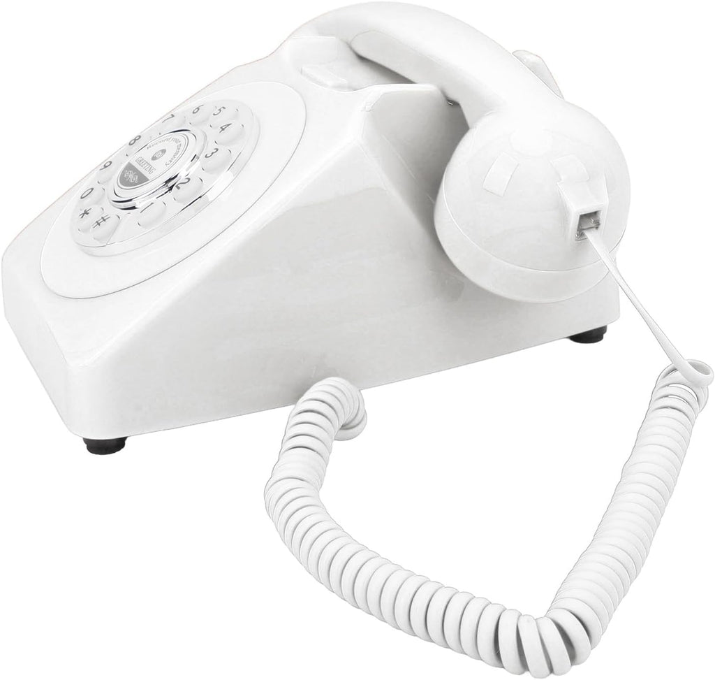 Audio Guest Book Wedding Phone, Clear Sound Convenient Use Audio Message Recording Telephone, Retro Phone Audio GuestBook for Wedding Event Birthday Party (White)