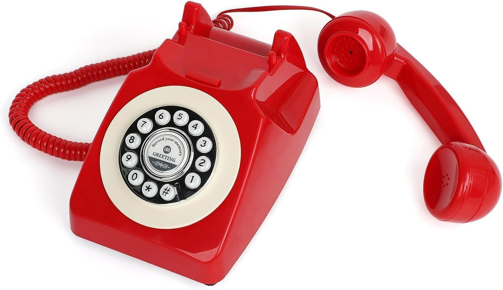 Audio Guest Book Wedding Phone with Flight Case, Record Customized Audio Message with Guest Book Retro Phone Audio GuestBook for Wedding Birthday Party Confession (Red)