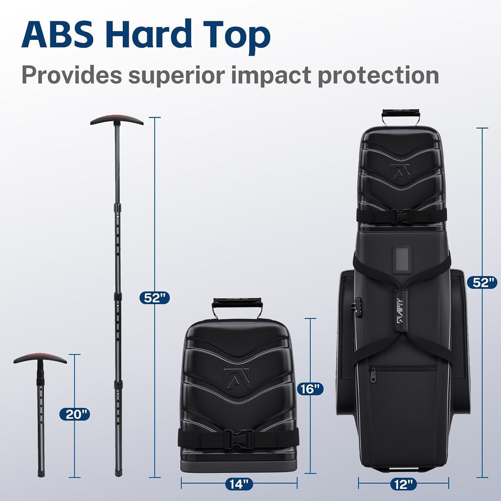 APTY Hard Case Top Golf Club Travel Bag with Wheels, Padded Golf Luggage Case Cover for Airline - with Integrated Combo Lock, 1680D Wear-Resistant Oxford