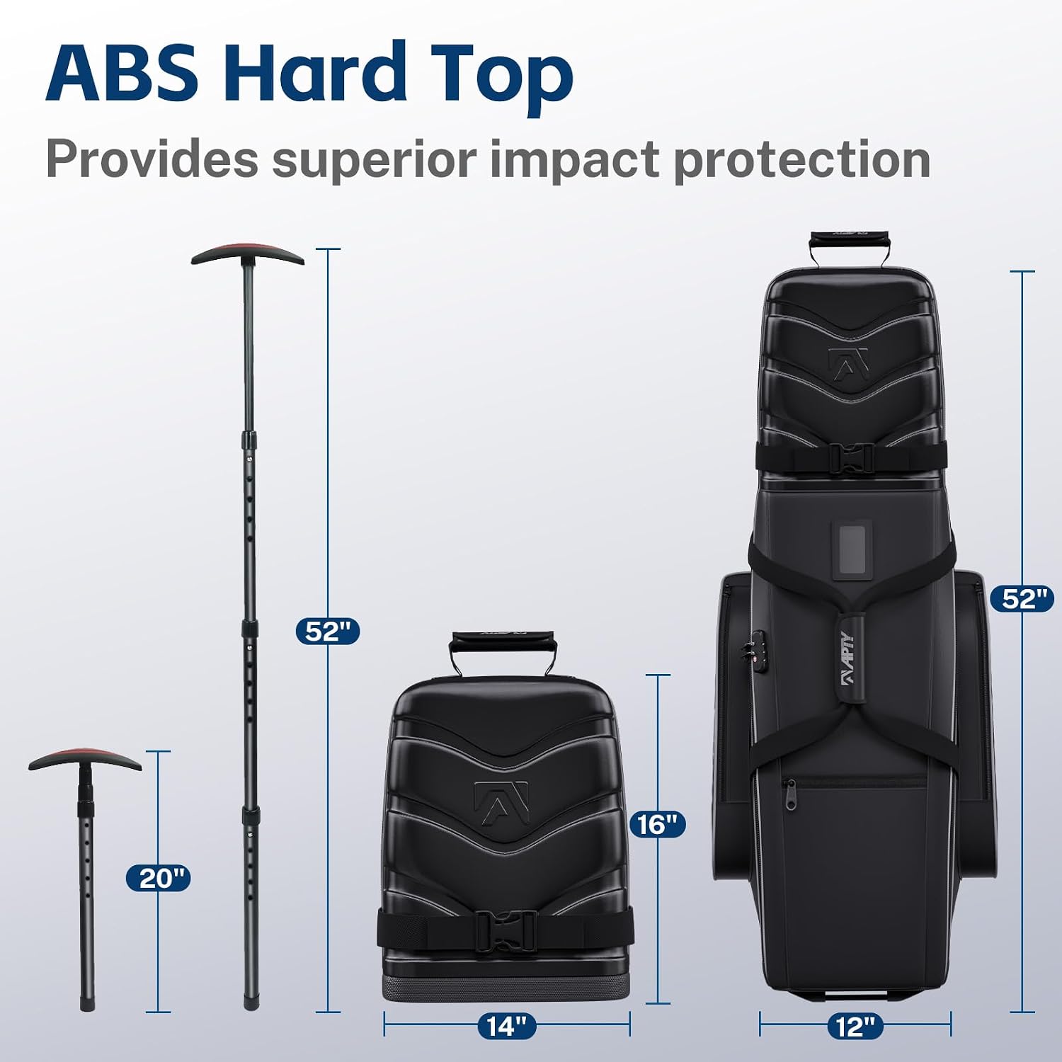 APTY Hard Case Top Golf Club Travel Bag with Wheels, Padded Golf Luggage Case Cover for Airline - with Integrated Combo Lock, 1680D Wear-Resistant Oxford