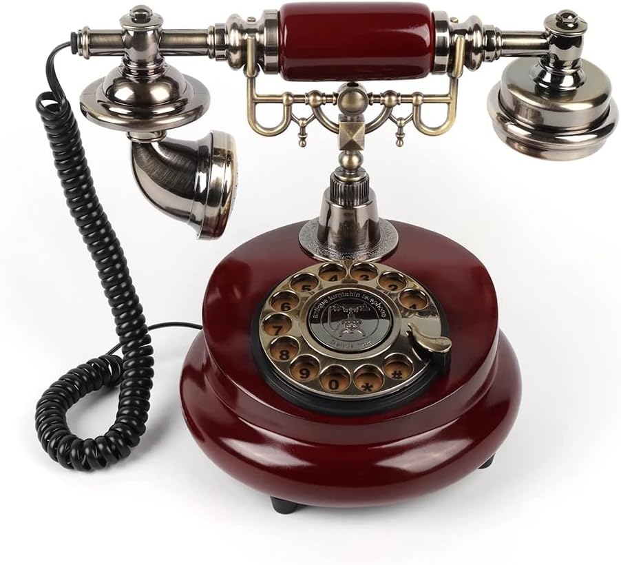 cojodopo Wedding Guest Book Telephone, Retro Craftsmanship Wedding Audio Guestbook for Confessional Wedding Birthday Party (Reddish Brown)
