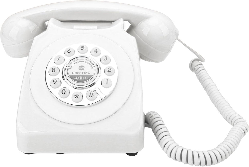 Audio Guest Book Wedding Phone, Clear Sound Convenient Use Audio Message Recording Telephone, Retro Phone Audio GuestBook for Wedding Event Birthday Party (White)
