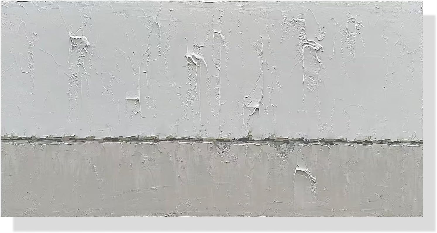 NANKAI Hand-painted Grey and White Minimalist Oil Painting 30x60 inches Large Modern Art Piece Decorative Art for Living Room, Bedroom, Office, Wall Decorationative art