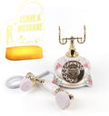 Premium Classic Retro Style Wedding MessageBook Audio Phone with Free LED Sign,European Old Fashioned Luxry Antique Audio Guestbook Desk Decoration Telephone for Birthday Parties (Ceramic White)
