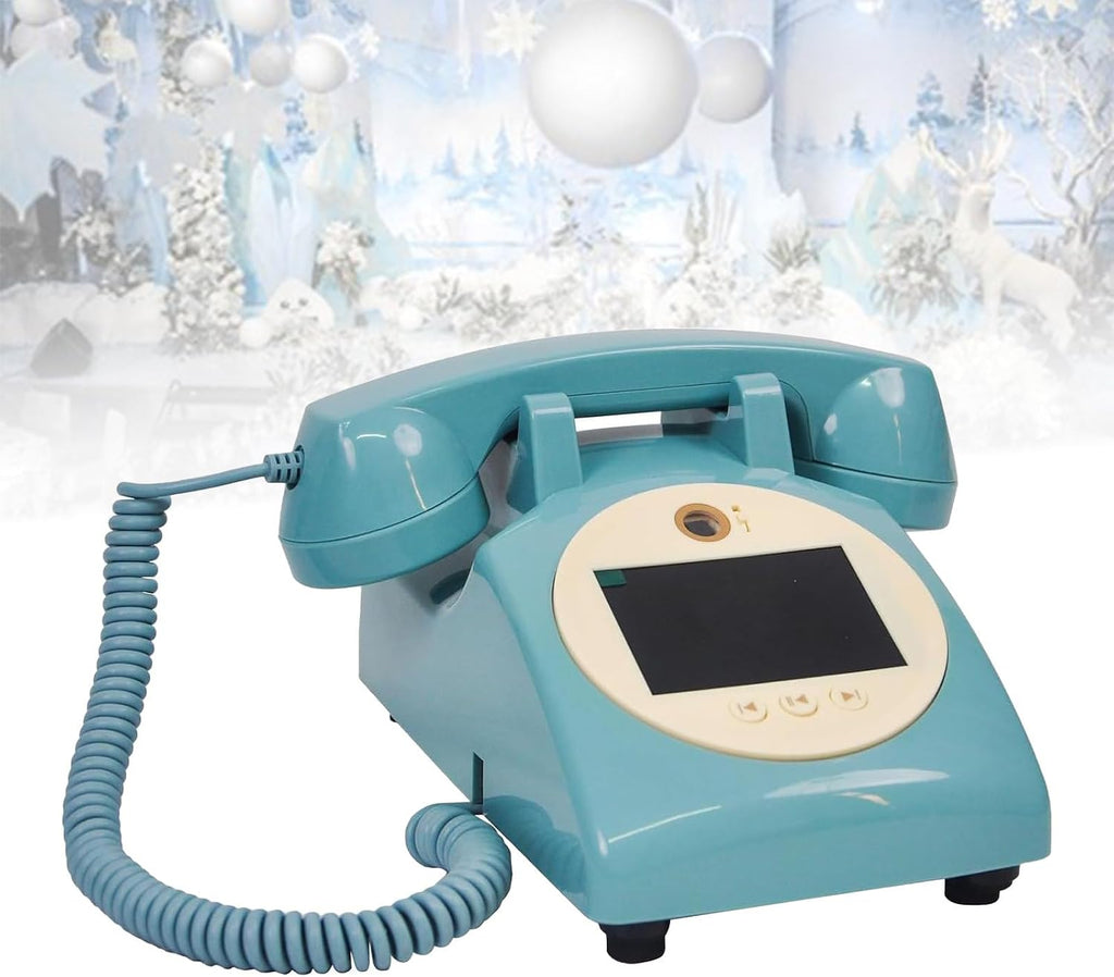 Video Audio Guest Book Wedding Phone, 1080p Hd Retro Video Phone Guest Book, Wedding Phone Customized Video Messages, Record Preserve Special Occasions, for Weddings Blue-64GB