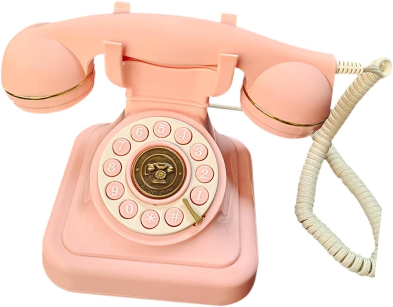 Audio Guest Book Wedding Phone, Vintage Design Telephone Recorder Record Messages Decorative Desk Phone for Party, Birthdays(Pink)