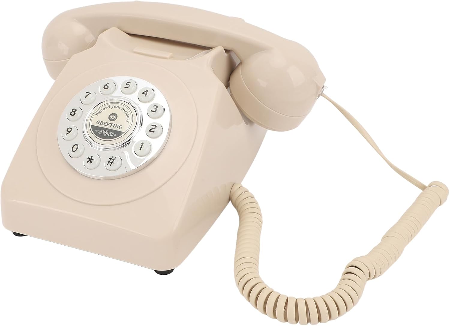 Audio Guest Book Wedding Phone, Clear Sound Convenient Use Audio Message Recording Telephone, Retro Phone Audio GuestBook for Wedding Event Birthday Party (Beige)