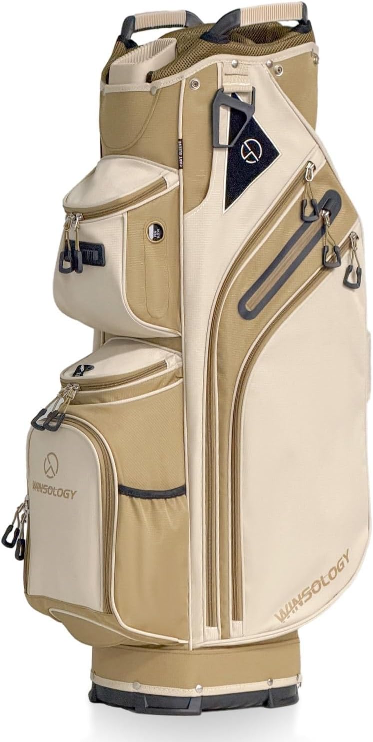Max Lightweight Golf Cart Bag with Dual Handles and 14 Way Individual Full Length Dividers, Golf Club Bag with 11 Pockets, Large Putter Well, Double Strap Cooler for Men & Women