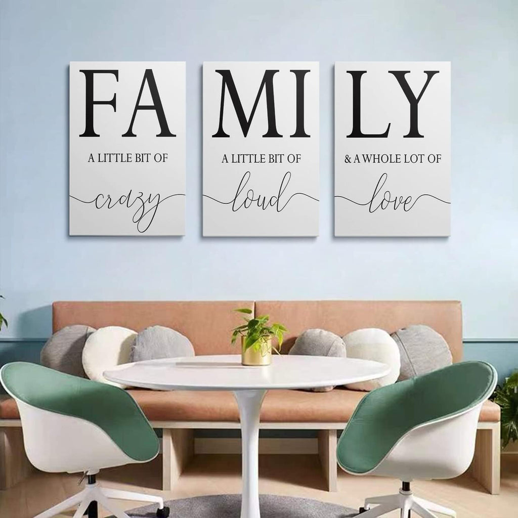 GUBIYU Home Family Wall Decor,Dining Room Kitchen Decor Set of 3 Inspirational Canvas Prints Black and White Framed Canvas Art Painting Wood Wall Decoration for Dining Room Bedroom Living Room 20'x28'