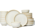 Pokini Plates and Bowls Sets for 8, 24 Piece Dinnerware Set for Large Families & Entertaining, Elegant Design, Dishwasher & Microwave Safe, Chip Resistant and Durable, Yellow White