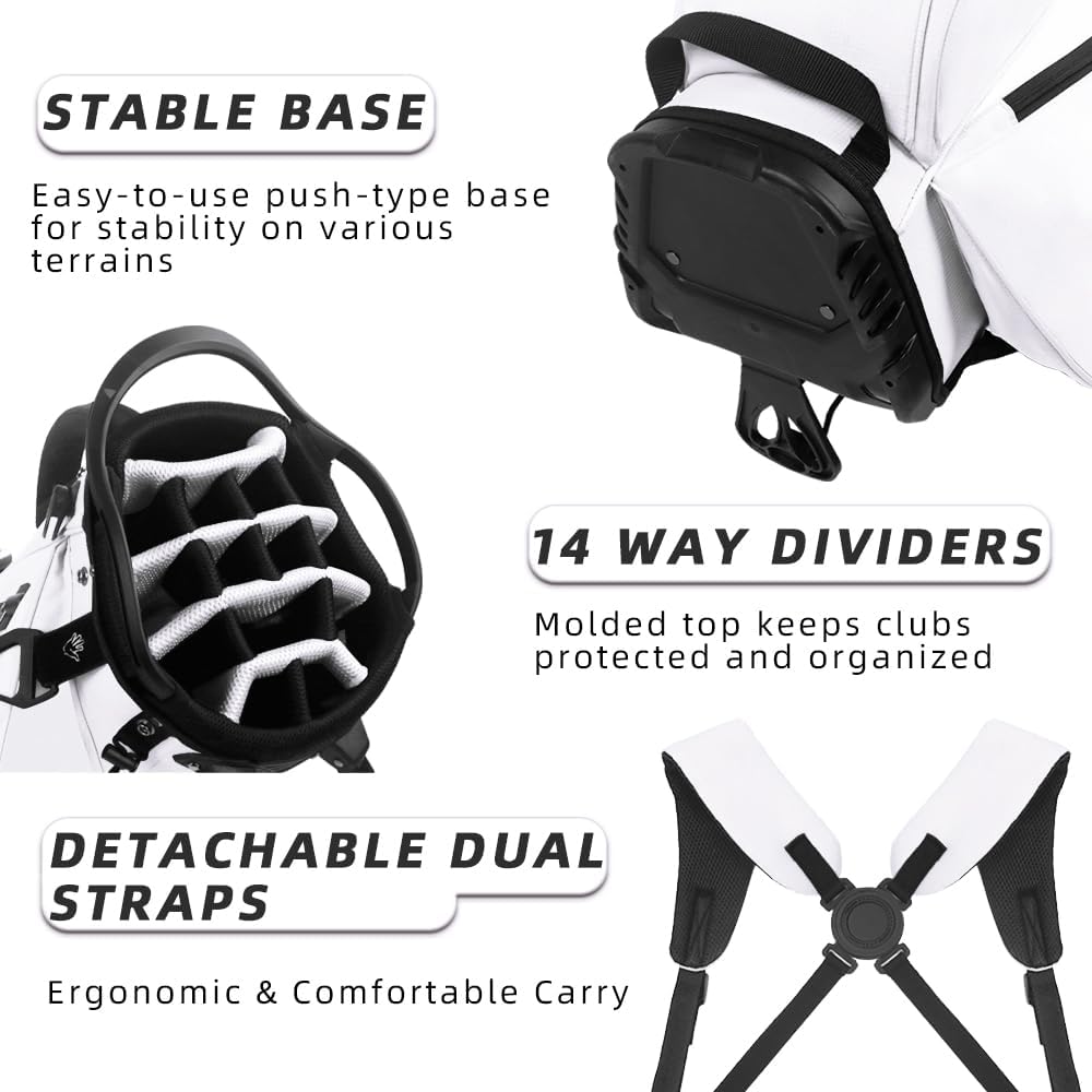 14 Way Golf Stand Bag, Lightweight Golf Bags with Stand for Men and Women