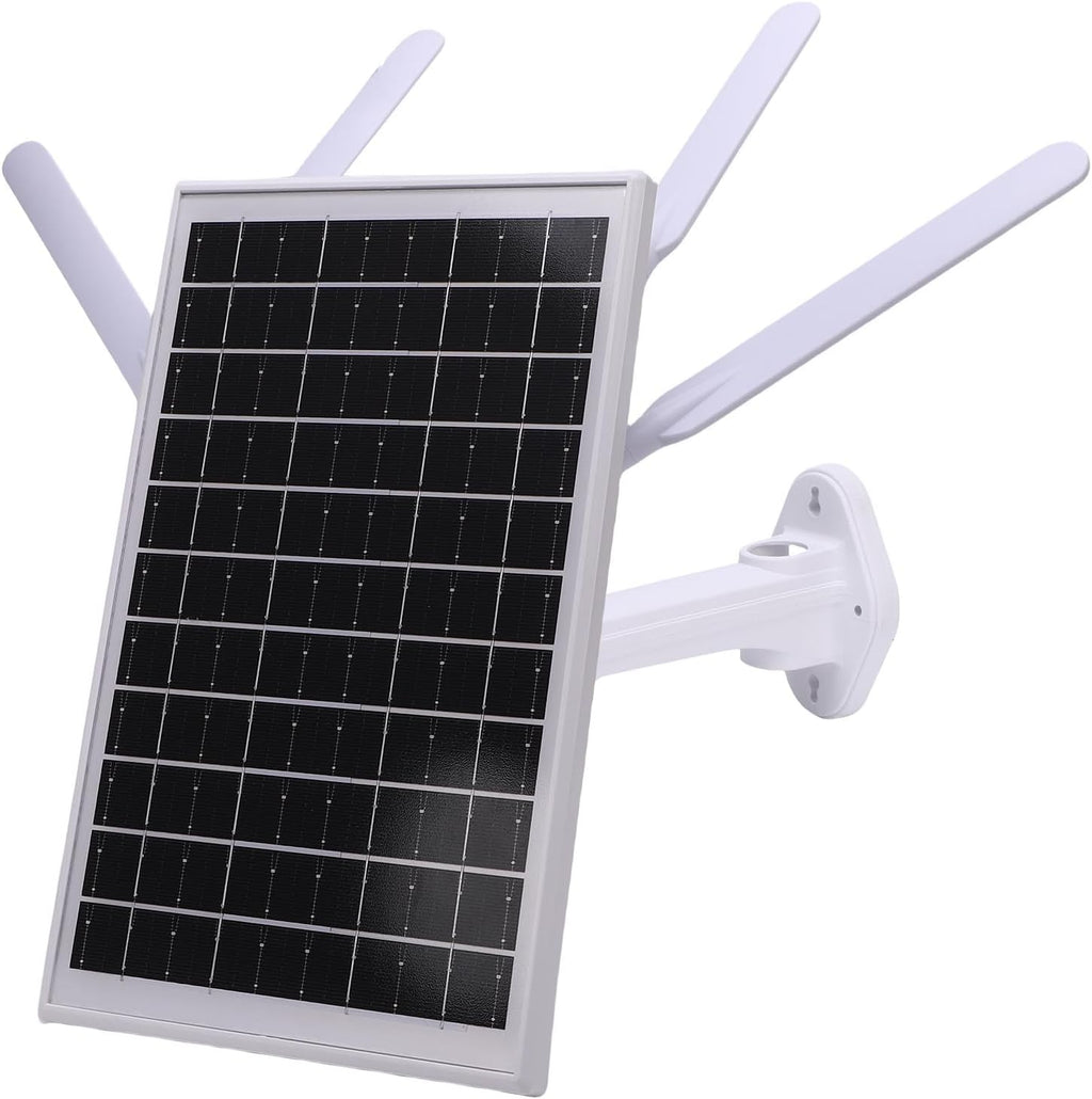 Fdit Outdoor 4G Solar Router, IP66, 12W Solar Panel, 300Mbps WiFi Extender with SIM Card Slot for Farms and Construction Sites (White Antennae)