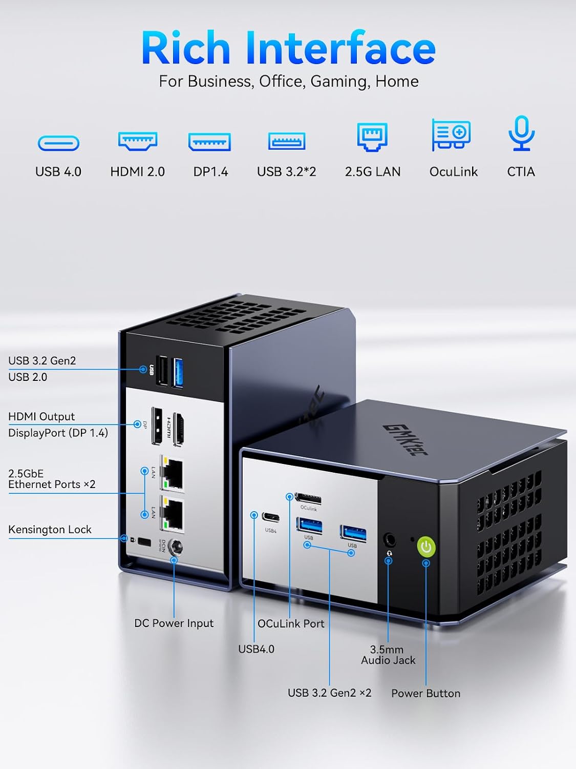 GMKtec K16 Mini PC Gaming AMD Ryzen7 7735HS 32GB LPDDR5 6400MT/s 1TB PCle 4.0 SSD Dual NIC LAN 2.5GbE, Oculink,Triple Display HDMI 2.0+DP1.4+USB4, WiFi6E, BT5.2