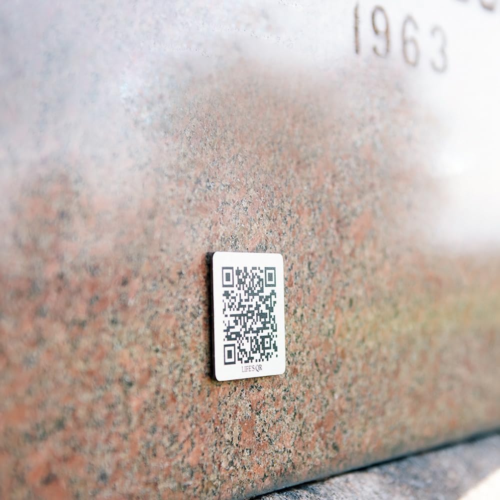 Life's QR - A Digital Celebration of Life | 2'x2' QR Code Memorial Sign for Cemetery Headstones | Funeral Gift, Memorial Website with QR