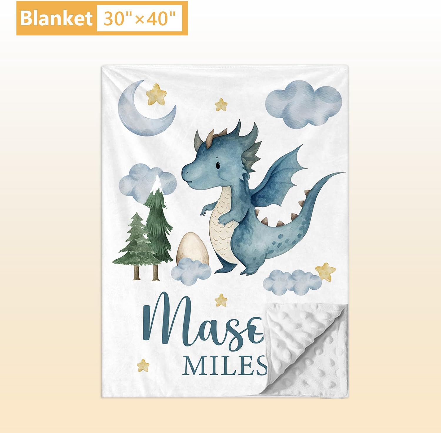 Terwex Custom Baby Crib Bedding Set, 5 Pcs Personalized Name Baby Crib Sets for Infant Toddler, Blue Dinosaur Nursery Bedding Set for Baby Boy, Double Layer Baby Bedding Sets Customized Gifts