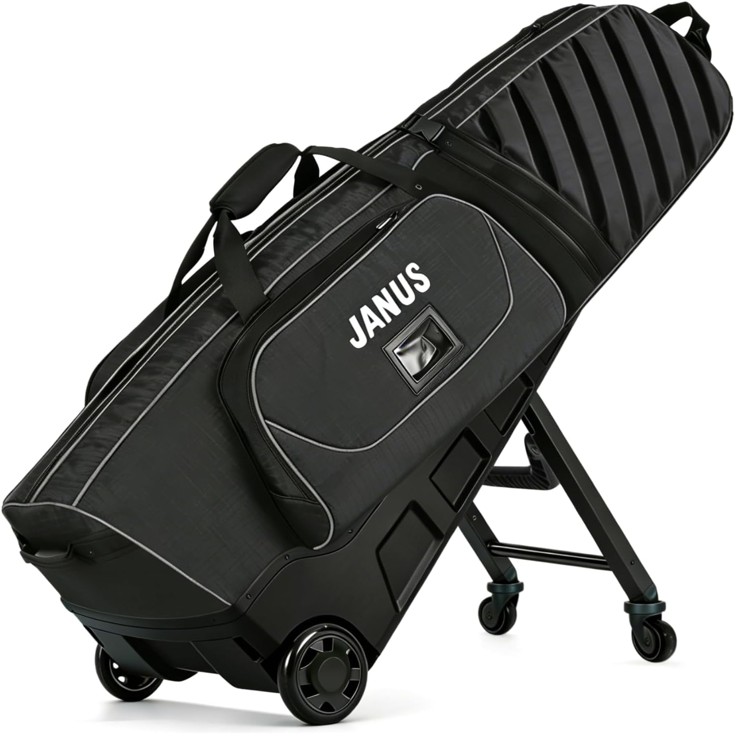 JANUS Golf Travel Bag with Wheels for Airlines, 360° Spinner Golf Travel Case with Collapsible Support Legs System, Reinforced Hard Base Golf Club Travel Bag, Airline-Ready Golf Travel Cover