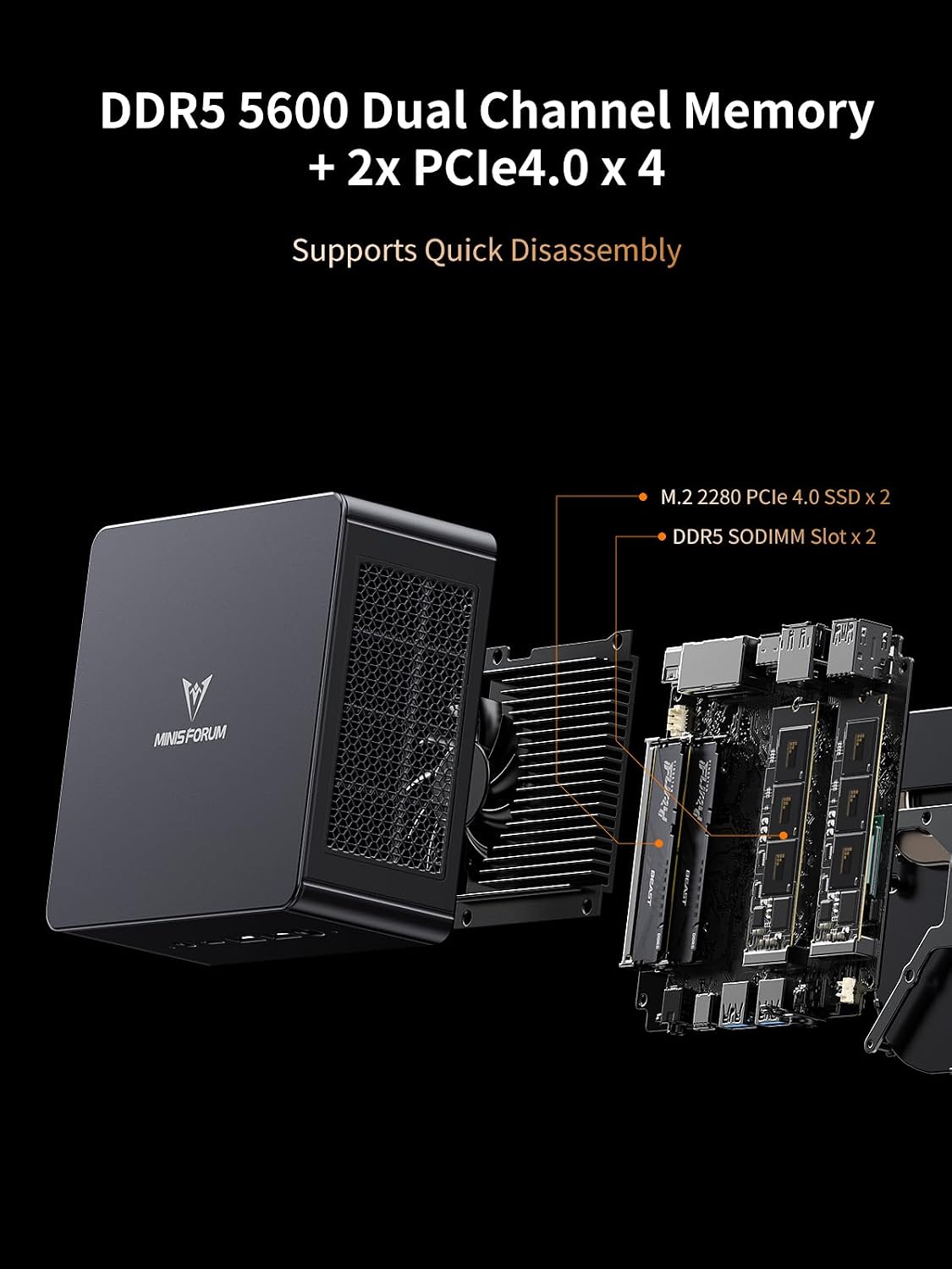 MINISFORUM UM890 Pro Mini PC, AMD Ryzen 9 8945HS (up to 5.2GHz) Mini Computers, 32GB DDR5 5600MHz RAM& 512 PCIe 4.0 SSD, Mini Desktop Quad Display HDMI/DP1.4/USB-C, AMD Radeon 780M/Dual LAN 2.5G