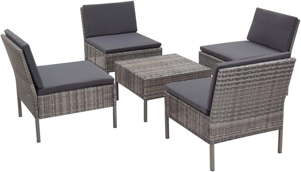 5 Piece Patio Sofa Set with Cushions Poly Rattan Grayqueen Bed Frame with headboard Queen Size Bed Frame King Size Bed Frame King Platform Bed Frame Metal Bed Frame Queen Size