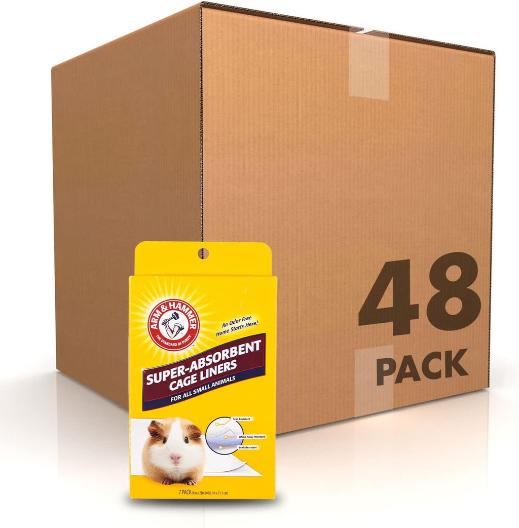 Arm & Hammer for Pets Hammer Super Absorbent Cage Liners for Guinea Pigs Hamsters Rabbits Small Animals, Odor Control Cage Tray Liners, Trim to Fit, 7 Count, 48 Pack