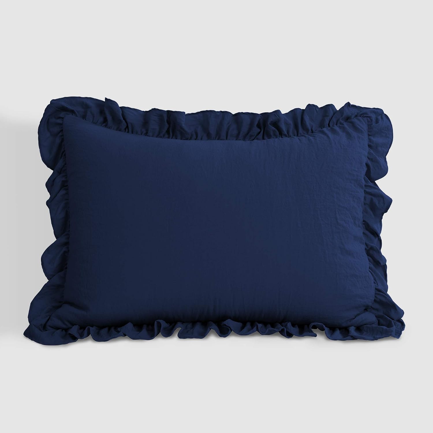 Lush Decor Reyna Ruffle Comforter Set - 2 Piece Cozy Ruffled Bedding Set - Timeless Elegance and Comfort for Dorm Room - Twin XL, Navy