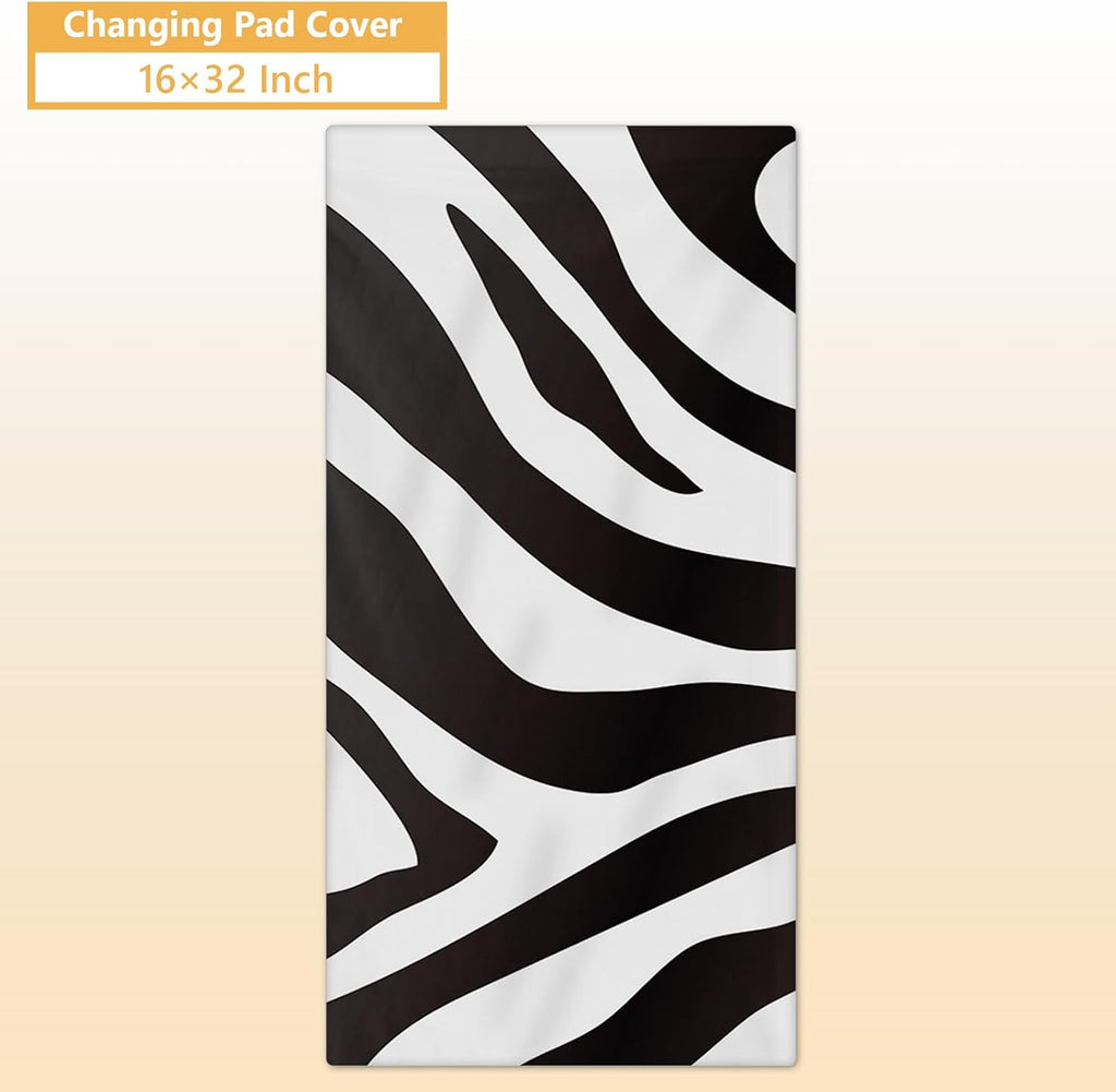 Terwex Personalized Baby Crib Bedding Set, 5 Pcs Custom Name Nursery Bedding Set, Striped Zebra Baby Bedding Set for Girls Boys, Double Layer Flannel Baby Crib Set, Toddlers Infants Customized Gifts
